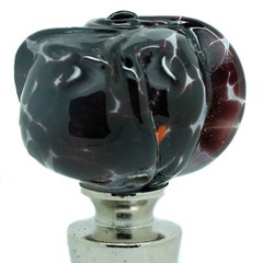 Murano Glass Bottle Stopper Dark Purple Silver Wine Prosecco Venice Gift Box