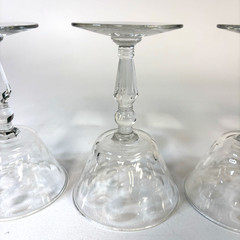 Glass Stemmed Sherbet Glasses With Dimpled Clear Polka Dot Pattern Set of 4