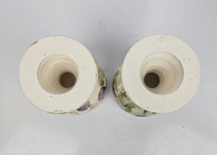 Studio Art Pottery Wine Goblet Chalice Cup Grape & Leaf Hand Painted Set of 2