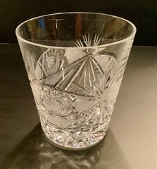 (3) Bohemian Whiskey Glasses Tumblers Hand-Cut Lead Crystal Hobstar Pinwheel Fan