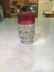 Vintage Tiffin Kings Crown Ruby Red Flash Thumbprint 5 x 2″ 3/4 JUICE EXCELLENT
