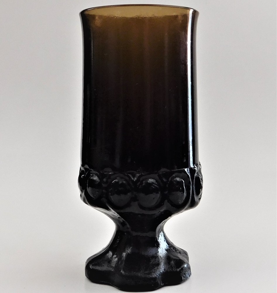 Tiffin Franciscan Madeira Glass Smoke Brown Wine Goblet Footed Stem 6.5″ Vintage