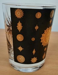 Set of 3 Fred Press 4.5″ Glasses MCM Starburst Sun Moon Gold Black Vintage