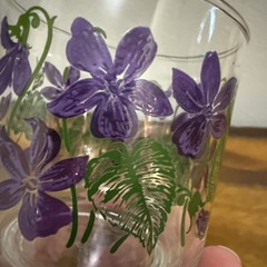 Set Of 4 Libbey Violet Pattern Juice Glasses MCM Flowers Purple