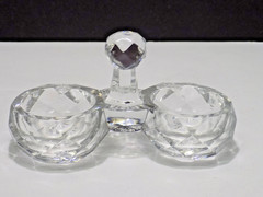 Baccarat Depose Model 11 Leaded Crystal Center Handled Double Shaker Stand