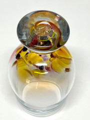 Hand-mouth blown bourbon brandy snifter glass signed by gaffer glass artist