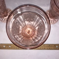 Pink depression glass Mayfair Open Rose Footed Iced Tea Goblets Tumbler Set of 5