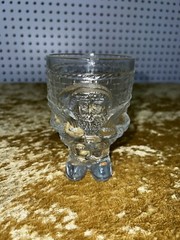 Vtg Christmas Santa With Bag Libbey Pressed Glass Tumbler Candle Holder 1970s