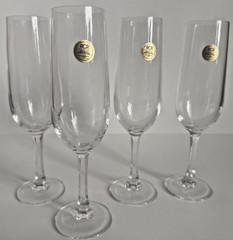 Vintage Royal Crystal Rock RCR Champagne Glasses Flutes 8” Tall Set of 4 Italy