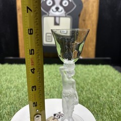 1 Vintage Crystal Port Glass Bayel Bacchus Male Nude Frosted Figural Stem 6”