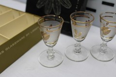 Cordial Glass Golden Foliage Glass Libbey Glass Company Set-6 w/box Vintage #1