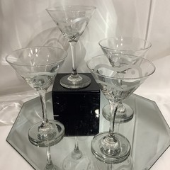 Classic Swanky Wavy Line Polka Dots Libbey 6” Martini Glass – Set of 4