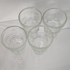 Clear Pressed Glass Goblet Set Ribbed Design Four-Piece