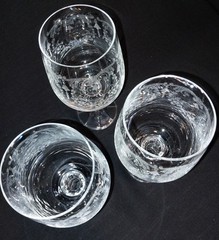 Bohemian etched crystal wine glasses vintage – set of 3