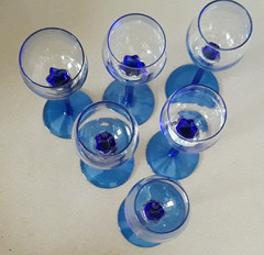 Set of 6 Colbalt Blue Twisted Swirl Stem Cordial / Sherry Glasses FREE SHIP