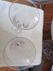 Set of 2 Red Heart Art Glass Stem Ambiance Goblets wine glasses VALENTINES LOVE
