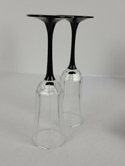 2 Vintage Luminarc Octime Crystal Black Stem Champagne Flutes Wine Glass France