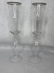 MIKASA Jamestown Clear (Platinum Trim) Champagne/Tall Sherbet/Fluted Champagne 2