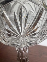 Set of 6 Vintage Optic Wine Glasses W/ Platinum Trim And Decanter