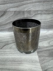 VINTAGE MCM ON THE ROCKS GLASSES BLACK SILVER TEXTURED GEOMETRIC SET OF 8 1950S
