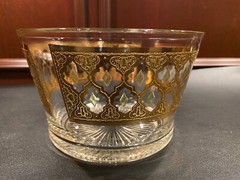Culver Valencia 22k Gold Ice Bucket, Flat Tumblers & Small Fruit Dessert Bowls