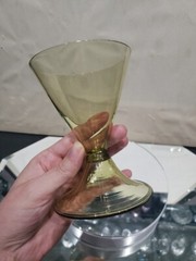 Biconical Tumbler Glass Antique Amber Venetian 17th c Spain Catalonia Dorflinger