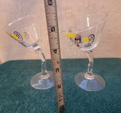 Vintage 1950s Gay Fad Beau Brummell Tipsy Martini Glasses hand painted Set Of 2