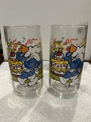 Pair Of 1983 Smerf Glasses Baker Smerf By Wallace Berrie & Co