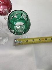 5 Lausitzer Crystal Cut To Clear Multicolor Grape Vine Hock Wine Glasses 5 1/4”