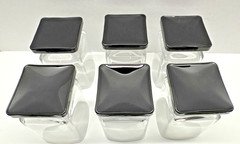 6 Vintage Cristal D’Arques Square Clear & Black Square Base Glasses France