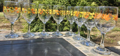 8 Vintage Libbey Crisa Autumn Leaves Acorns Wine Glasses, NOT goblets. FREESHIPP