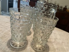 Colony Whitehall Cubist Set Clear Straight Footed Iced Tea Glasses(6) & Pitcher