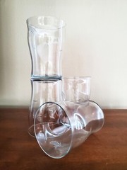 Flower Cut Clear 9 Oz Flat Tumbler Glass Set of 4