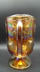 Indiana Carnival Glass Pitcher Gold Iridescent Harvest Grapes Leaves Vintage