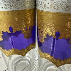 RARE! VTG France Crystal Collection Royal 24K Gold Glasses Set of 6 Handmade