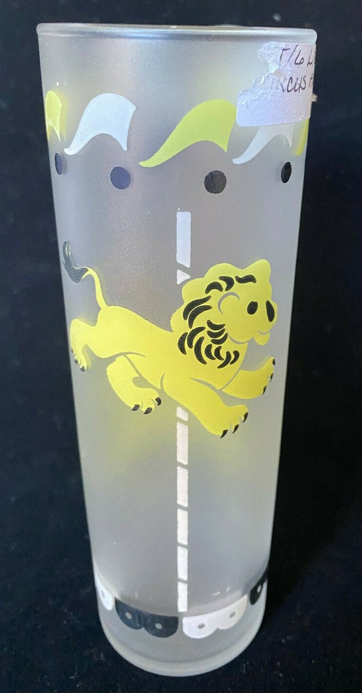 Circus Carousel Frosted Iced Tea Glass Libbey Lion Animals Libby 1 Tumbler Ice