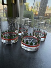 Set Of 4 Libbey WINTERLAND Trees 14oz Double Old-Fashioned Rocks Glasses LRS61