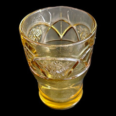 Depression FEDERAL GLASS 4 1/2″ Amber Rosemary TUMBLER Circa 1935-37