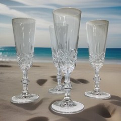 4 CAVAN CAV9 blown glass crystal fluted champagne glasses Ireland