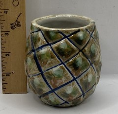 VTG~Louisville KY Stoneware Pineapple Art Pottery Tumbler Cups 8 Oz Set Of 6 EUC