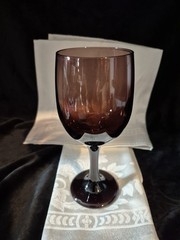 Vintage Libbey Black Amethyst Wine Water Glass Goblet Stemware 7″ replacement