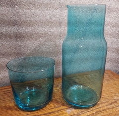 Tumble Up Biba Turquoise Glass Drinking Glass And Carafe by Jonathan Adler