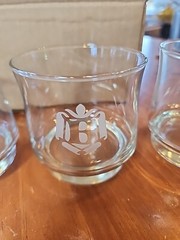 4 Vtg Heritage Monogram B Rocks Whiskey Glasses 12 oz