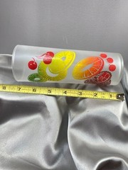 Vintage Federal Glass Frosted Fruit Highball Glasses Set of 4 Lemonade Tumblers