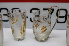 Five 12oz Highballs Golden Foliage Glass by Libbey Glass Company 16oz Pitcher