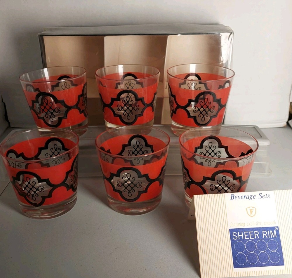 Vtg Federal Glassware Madrid Lowball Rocks Old Fashioned Glass Set Of 6 NOS