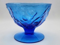 Set Of 4 Seneca Driftwood Delphine Royal Blue Crinkle Footed Sherbert Dessert