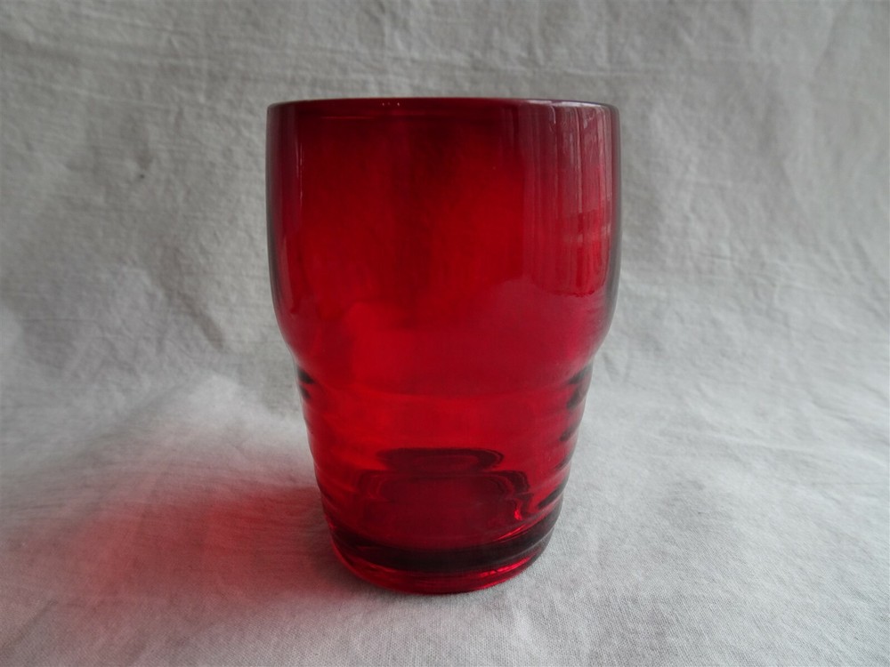 Vintage Paden City Glass, Penny Line, Ruby Red, Wine Tumbler, 2.5 ounces