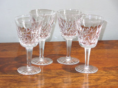 4 Waterford Irish Crystal LISMORE 5 7/8″ Claret Wine Goblets Excellent (B)