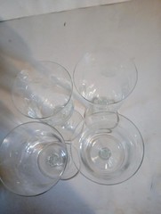 Set of 4 Vintage Etched Flower Wine Glasses